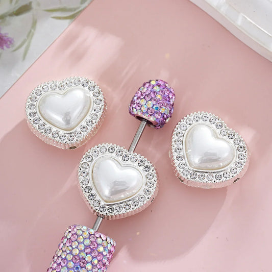 Double-sided shell-like pearl heart-shaped straight-hole beads