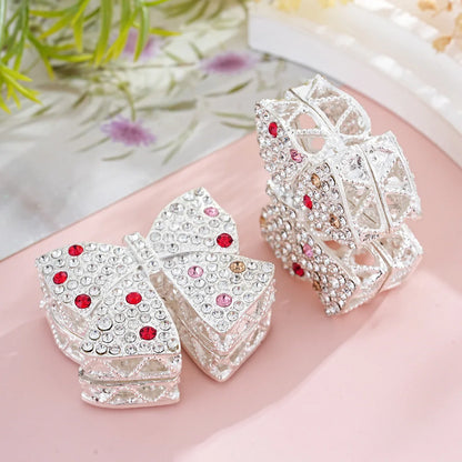 Silver Alloy Beads Diamond Bow Straight Bead