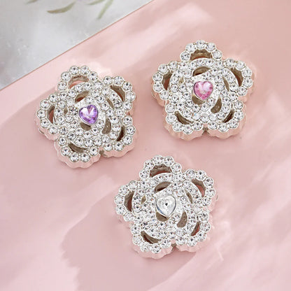 Diamond Rose Flower Straight Hole Beads