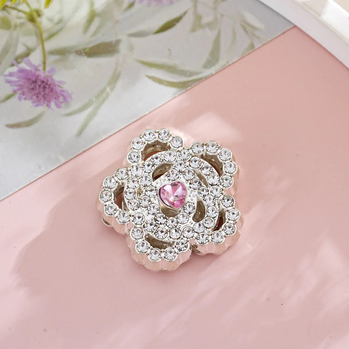 Diamond Rose Flower Straight Hole Beads
