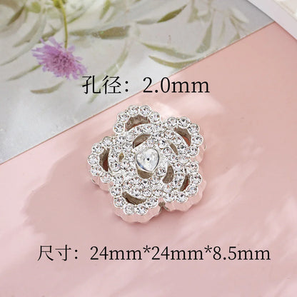 Diamond Rose Flower Straight Hole Beads
