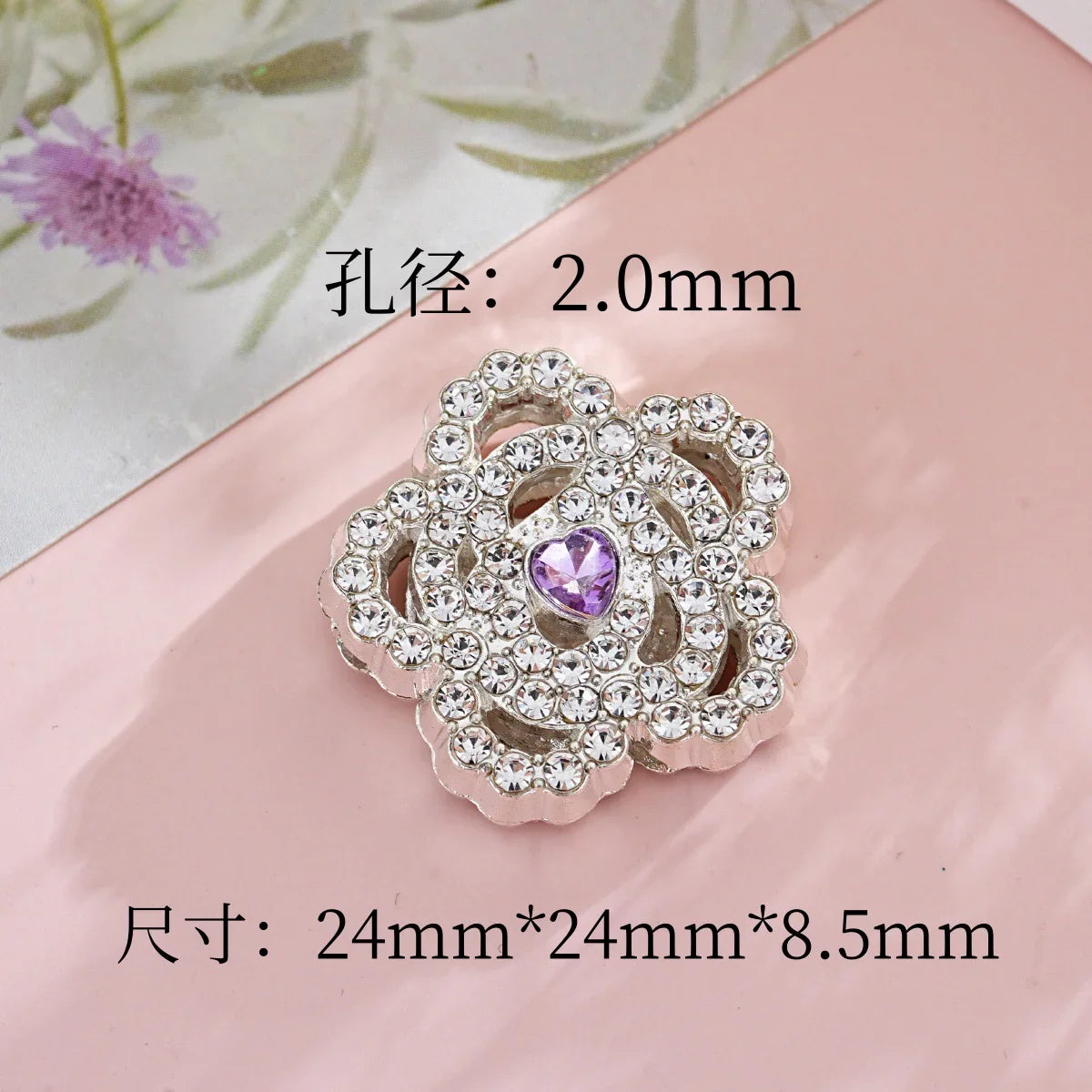 Diamond Rose Flower Straight Hole Beads