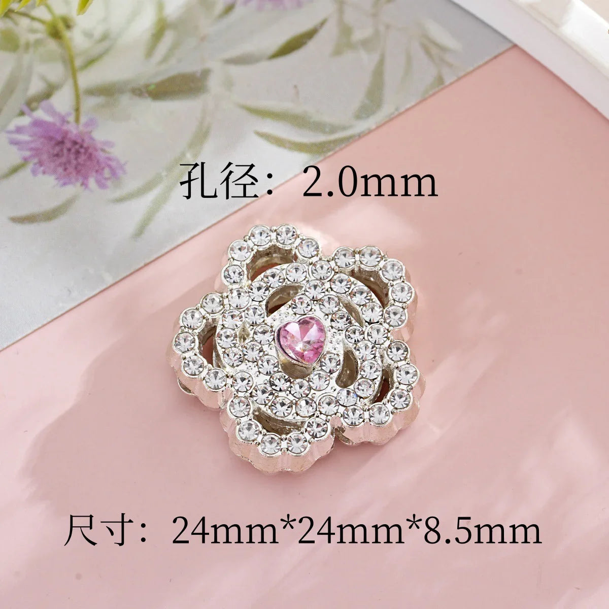 Diamond Rose Flower Straight Hole Beads