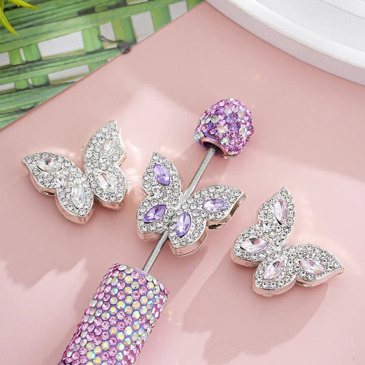 Double-sided full-drilled butterfly straight-hole beads