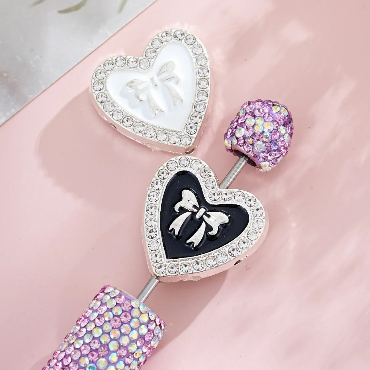 Alloy Dumb Silver Oil Bowknot Love Beaded