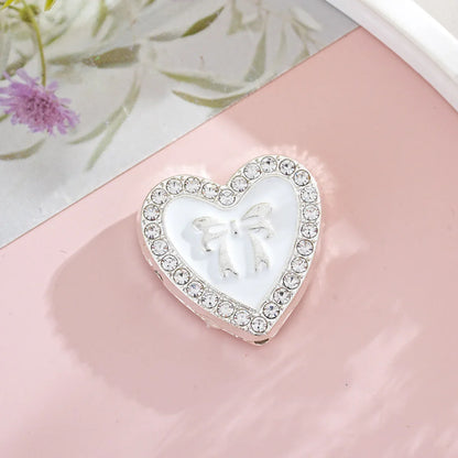 Alloy Dumb Silver Oil Bowknot Love Beaded