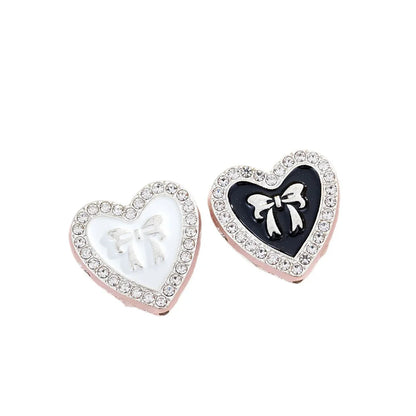 Alloy Dumb Silver Oil Bowknot Love Beaded