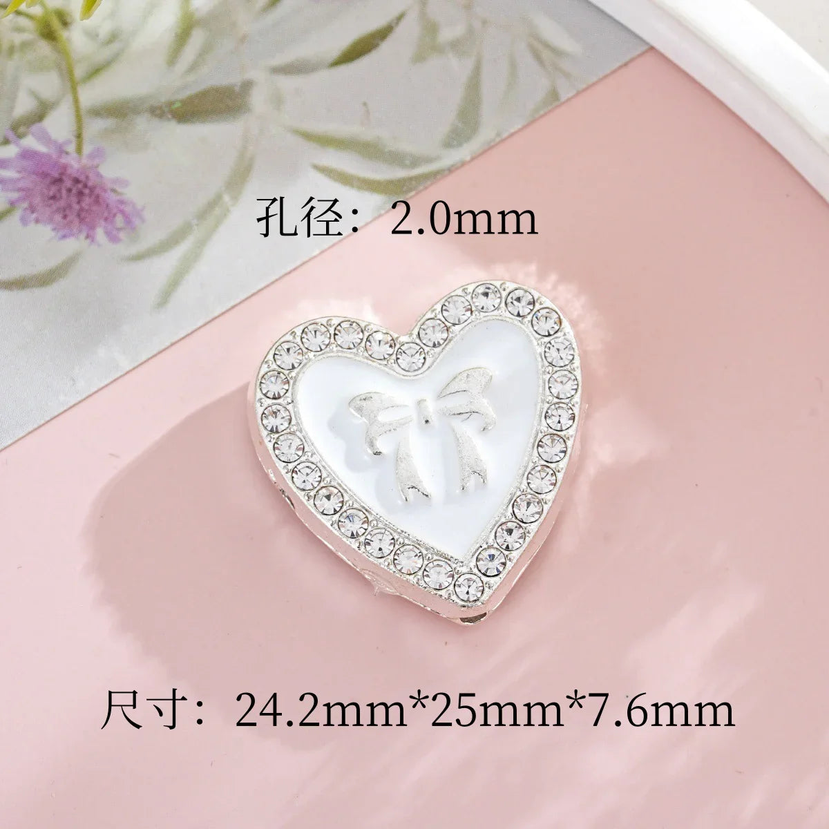 Alloy Dumb Silver Oil Bowknot Love Beaded