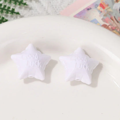 Color Acrylic Lucky Star Straight Hole Beads