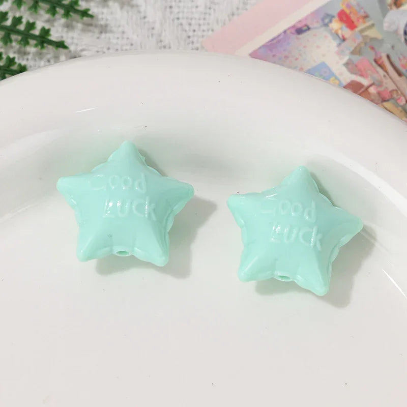 Color Acrylic Lucky Star Straight Hole Beads