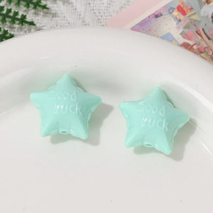 Color Acrylic Lucky Star Straight Hole Beads