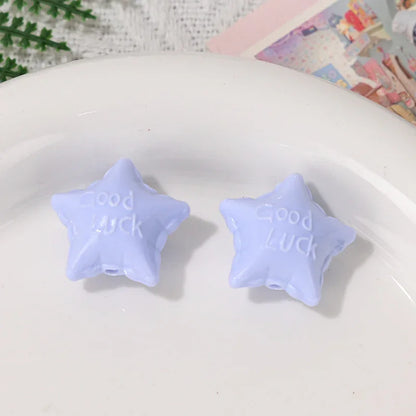 Color Acrylic Lucky Star Straight Hole Beads