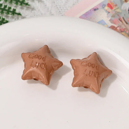 Color Acrylic Lucky Star Straight Hole Beads