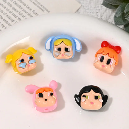 Three-dimensional cartoon rubber crying baby girl straight hole beads