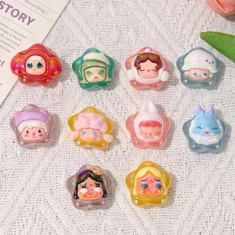 Cartoon UV Color Plated Bubble Marte Resin Cute Lucky Star Series Beads | DIY Sports Fan Bracelet & Keychain Craft Bead
