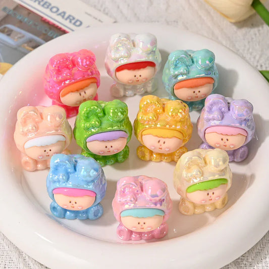 Hole UV Color Plated Folding Ear Rabbit Lilith Moe Particle Beads