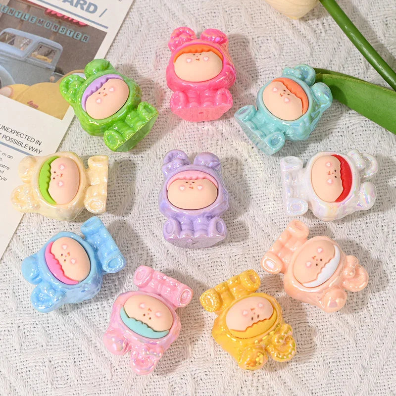 Hole UV Color Plated Folding Ear Rabbit Lilith Moe Particle Beads | DIY Sports Fan Bracelet & Keychain Craft Bead
