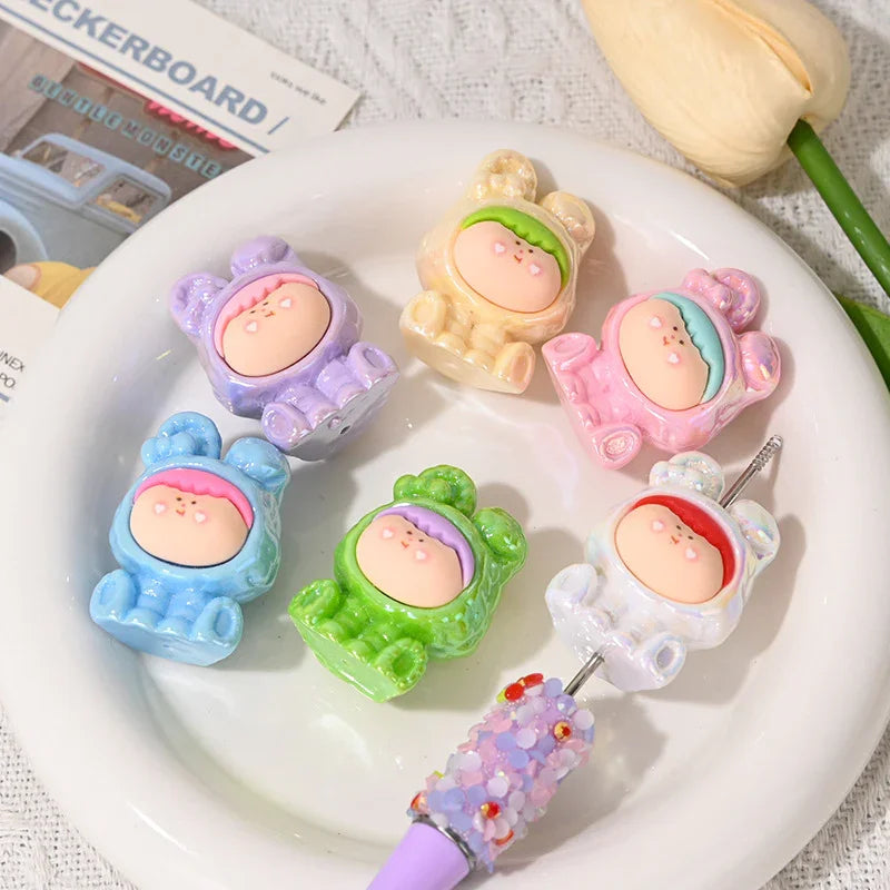 Hole UV Color Plated Folding Ear Rabbit Lilith Moe Particle Beads | DIY Sports Fan Bracelet & Keychain Craft Bead