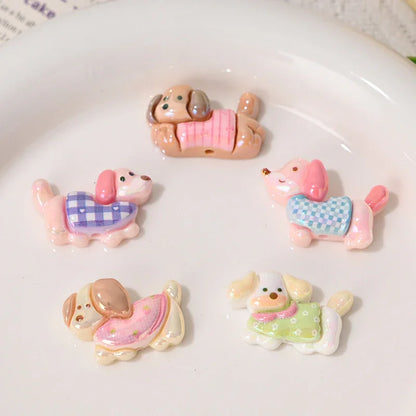 UV Color Plated Straight Hole Special-shaped Beads Sausage Puppy Resin Beads