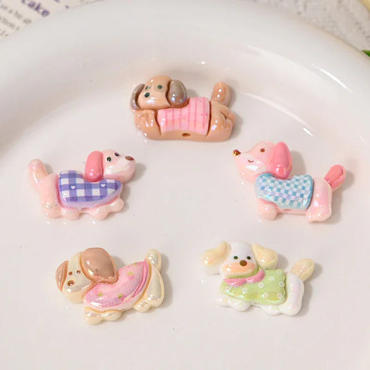 UV Color Plated Straight Hole Special-shaped Beads Sausage Puppy Resin Beads