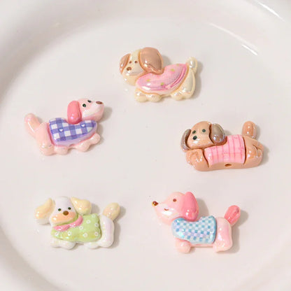UV Color Plated Straight Hole Special-shaped Beads Sausage Puppy Resin Beads