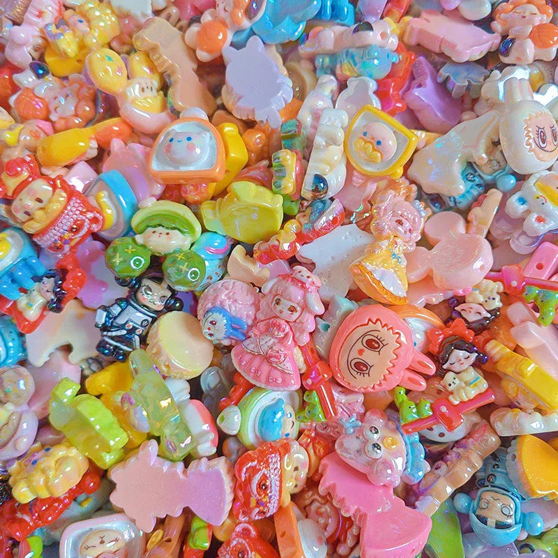 Cartoon Acrylic Straight Beaded Cute Small Card Mixed 20PCS