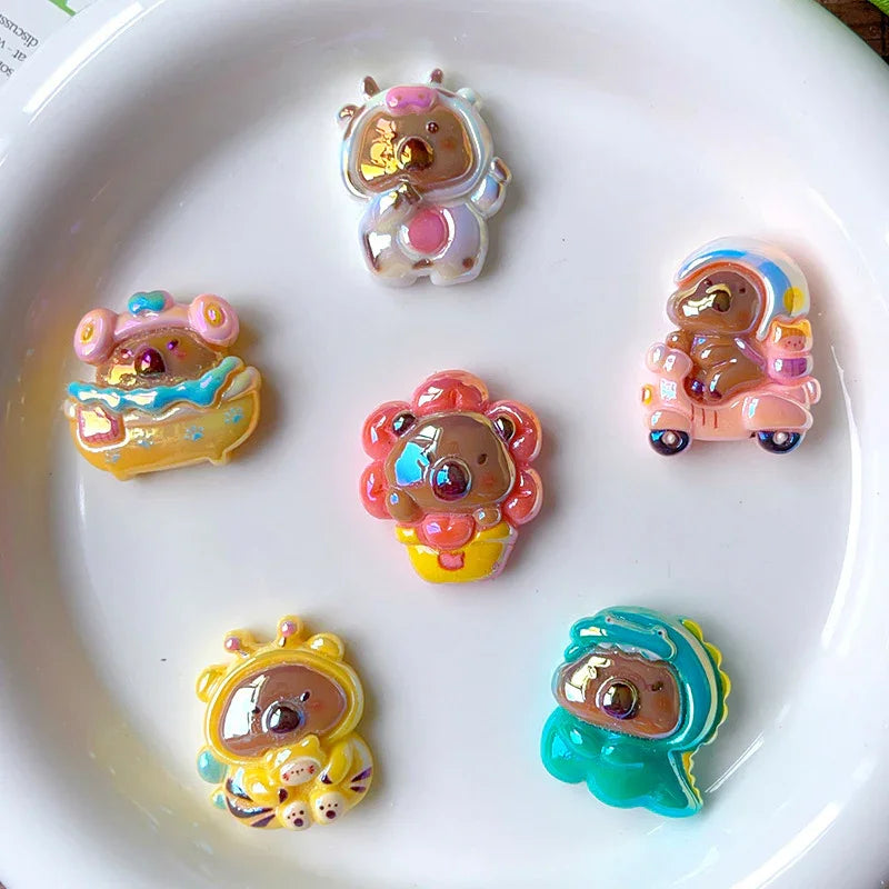 Cartoon Acrylic Straight Beaded Cute Small Card Mixed 20PCS