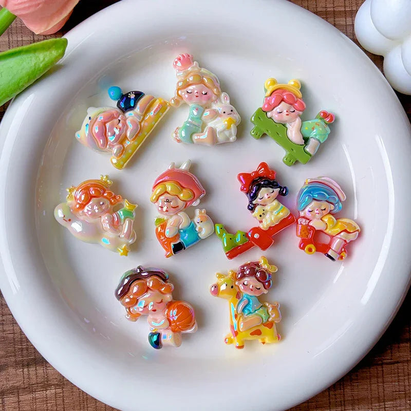 Cartoon Acrylic Straight Beaded Cute Small Card Mixed 20PCS