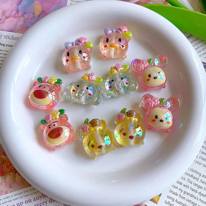 Cartoon Acrylic Straight Beaded Cute Small Card Mixed 20PCS
