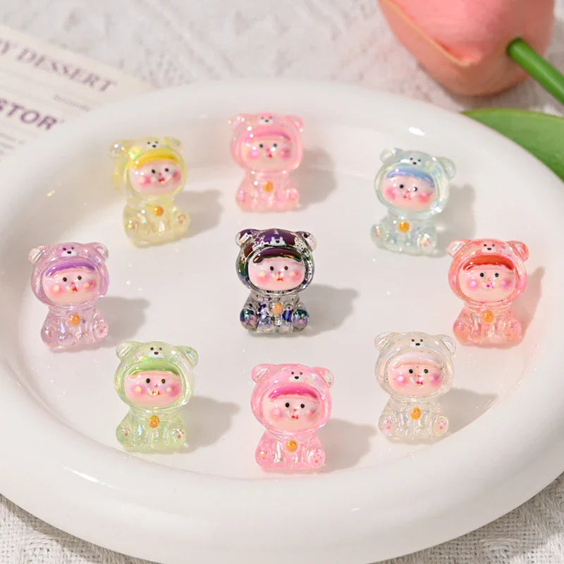 Cartoon Acrylic Straight Beaded Cute Small Card Mixed 20PCS