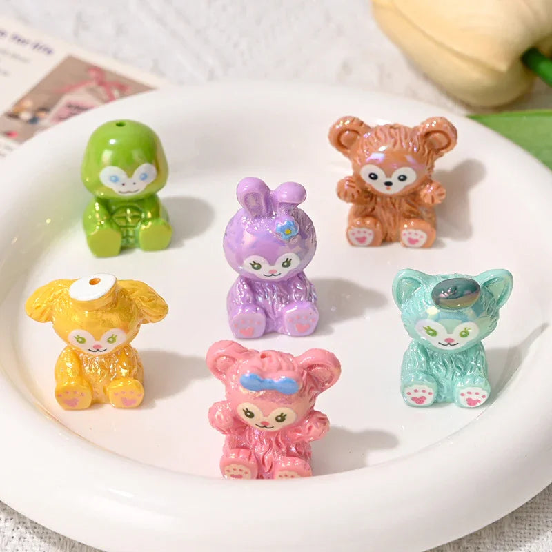 Cartoon Acrylic Straight Beaded Cute Small Card Mixed 20PCS