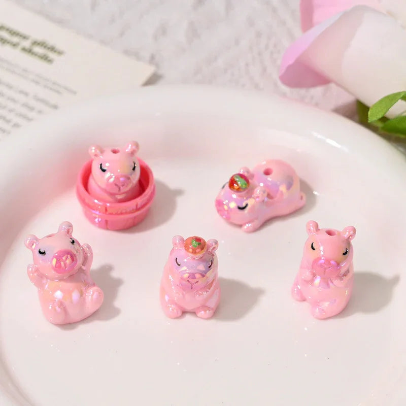 Cartoon Acrylic Straight Beaded Cute Small Card Mixed 20PCS
