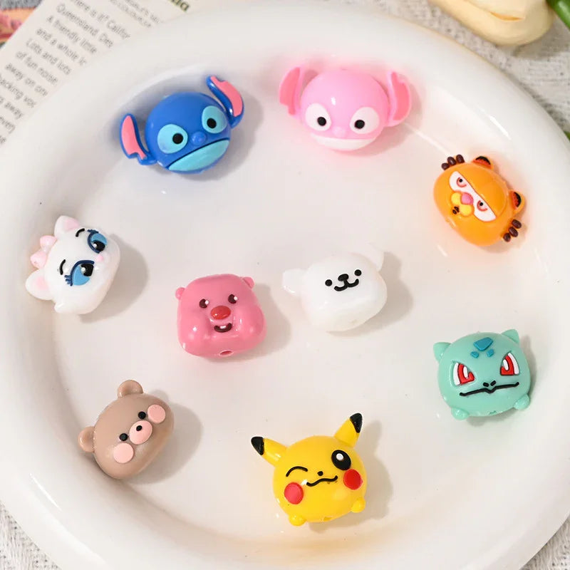cartoon small animal soft rubber beads with holes | Acrylic Bead for DIY Bracelet Keychain Jewelry Making