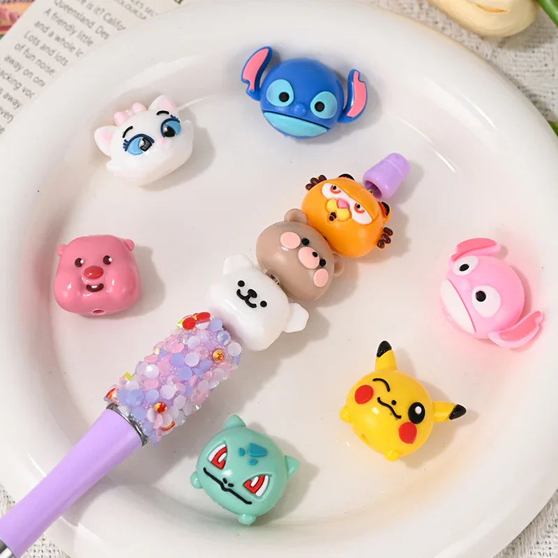 cartoon small animal soft rubber beads with holes | Acrylic Bead for DIY Bracelet Keychain Jewelry Making