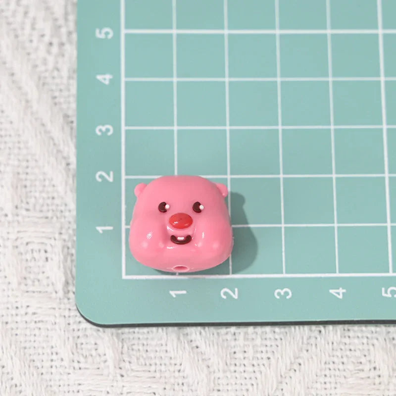 cartoon small animal soft rubber beads with holes | Acrylic Bead for DIY Bracelet Keychain Jewelry Making