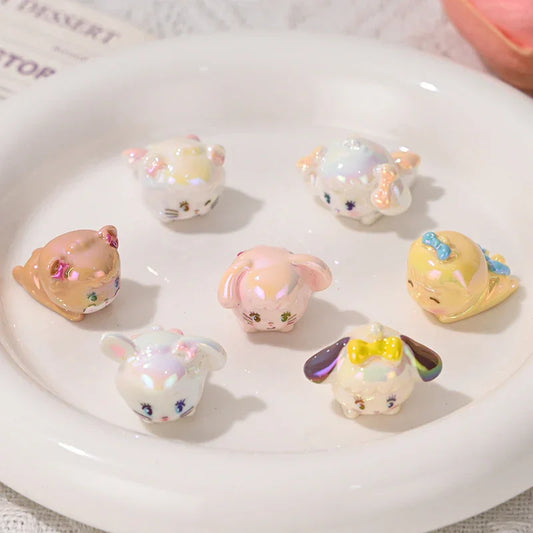 UV Color Plated Straight Hole Cat Mikko Moe Beads