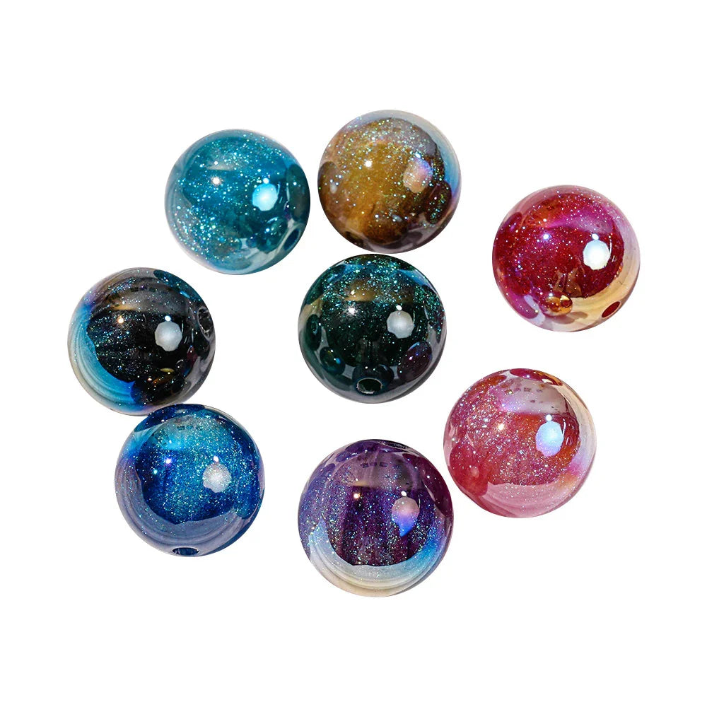 Mermaid 16mm Round Beaded Through-hole Mobile Phone Chain Diy | Acrylic Bead for DIY Bracelet Keychain Jewelry Making