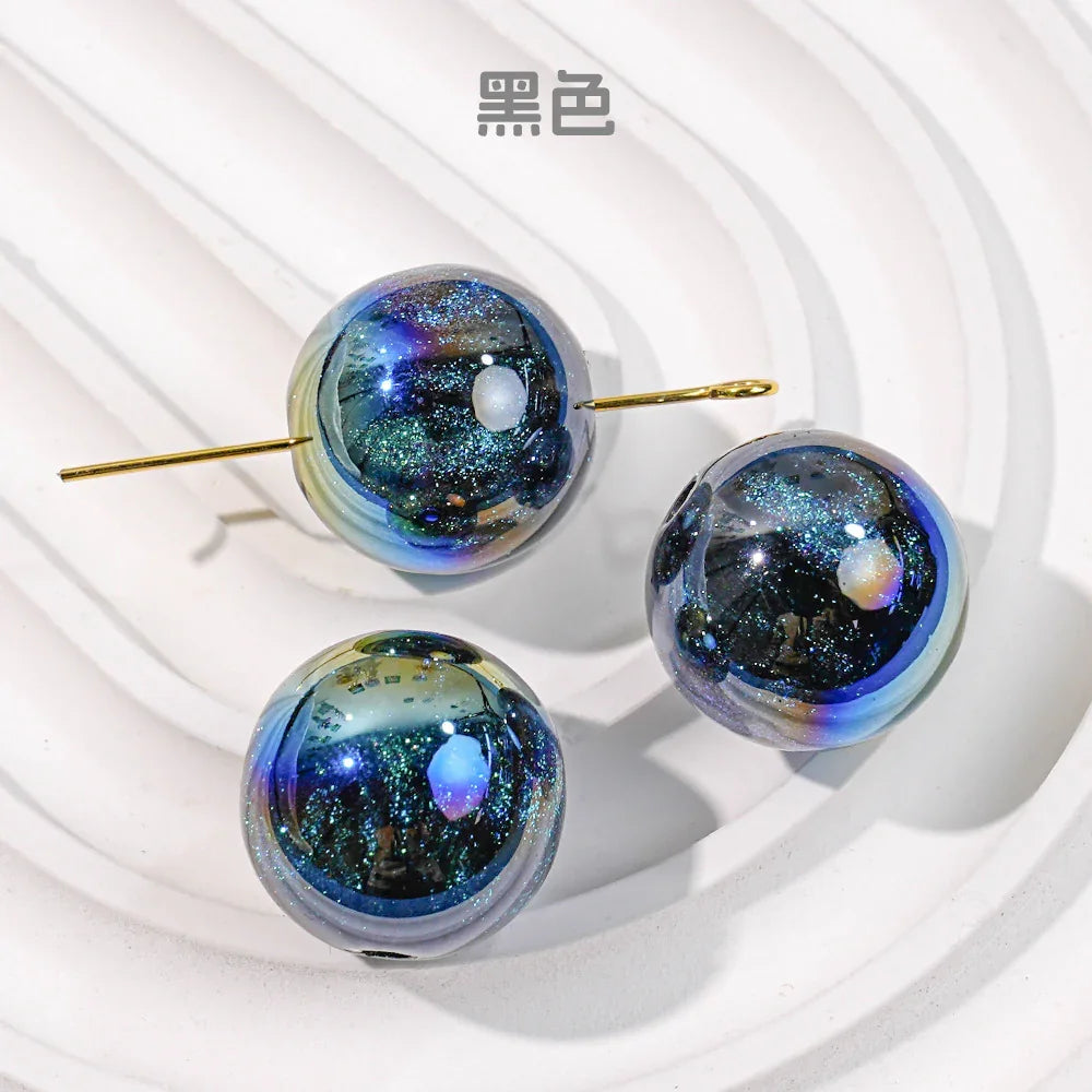Mermaid 16mm Round Beaded Through-hole Mobile Phone Chain Diy | Acrylic Bead for DIY Bracelet Keychain Jewelry Making