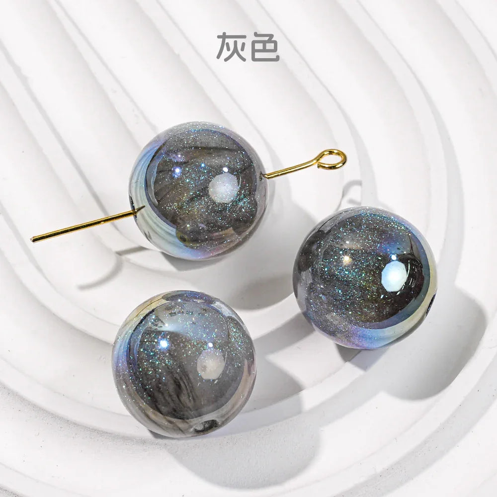 Mermaid 16mm Round Beaded Through-hole Mobile Phone Chain Diy | Acrylic Bead for DIY Bracelet Keychain Jewelry Making