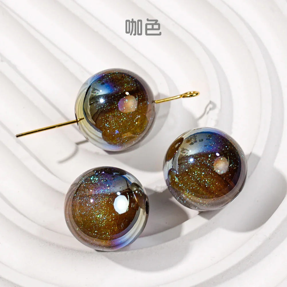 Mermaid 16mm Round Beaded Through-hole Mobile Phone Chain Diy | Acrylic Bead for DIY Bracelet Keychain Jewelry Making