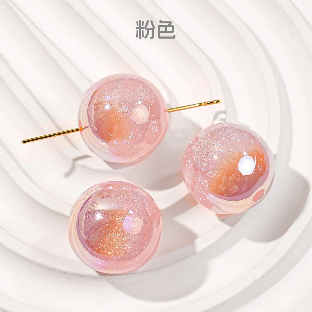 Mermaid 16mm Round Beaded Through-hole Mobile Phone Chain Diy | Acrylic Bead for DIY Bracelet Keychain Jewelry Making