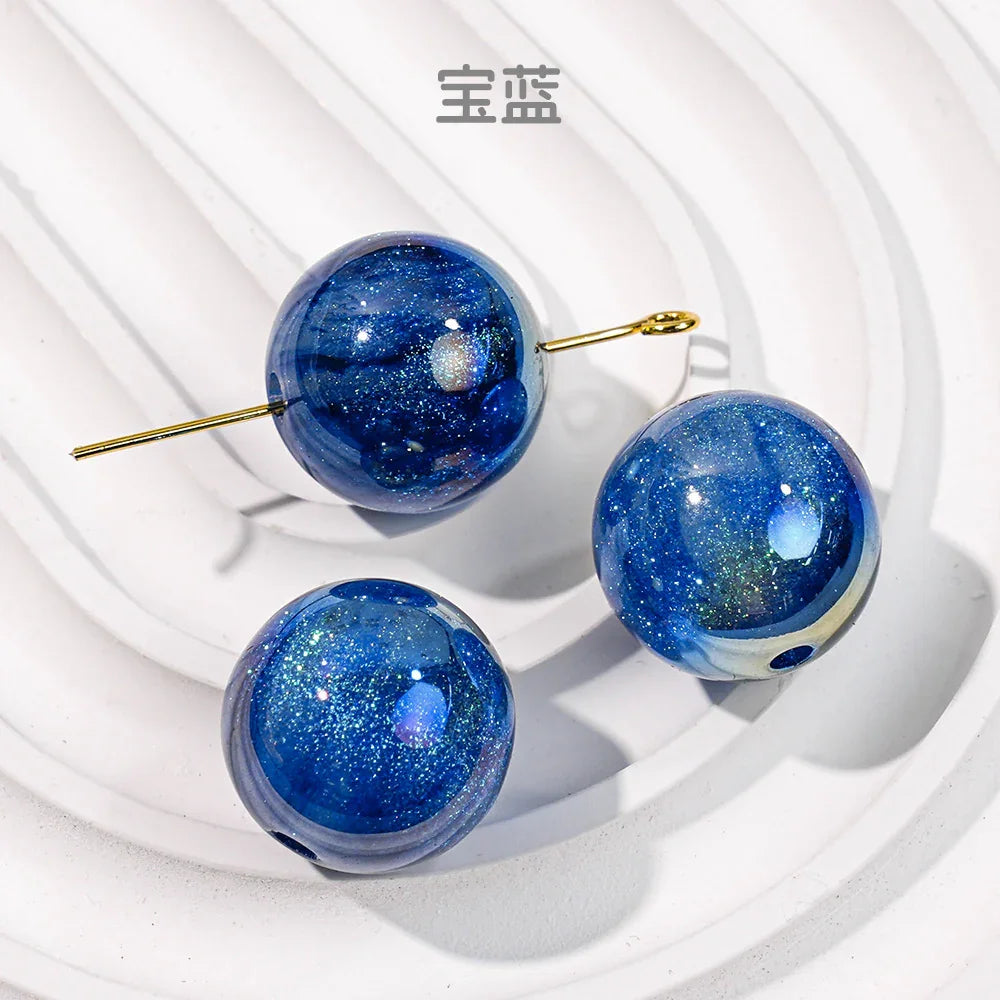 Mermaid 16mm Round Beaded Through-hole Mobile Phone Chain Diy | Acrylic Bead for DIY Bracelet Keychain Jewelry Making