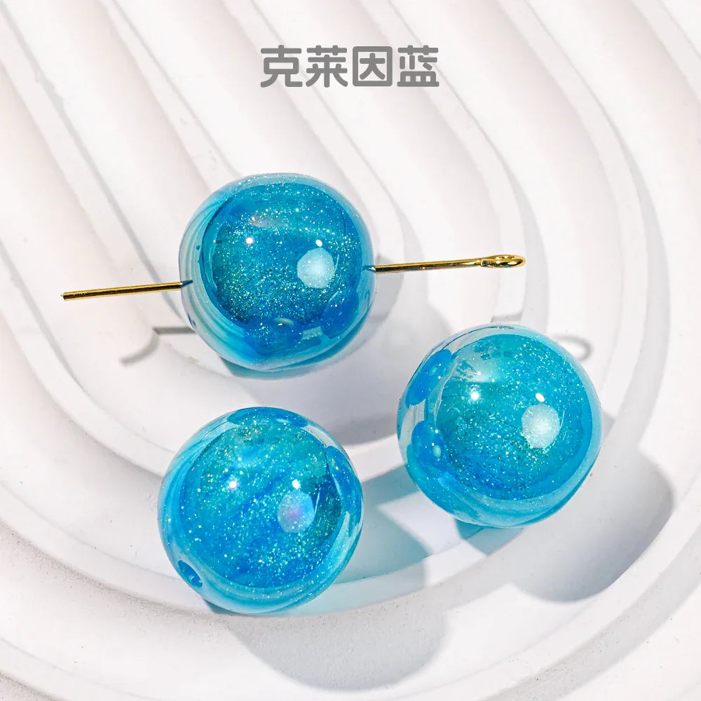 Mermaid 16mm Round Beaded Through-hole Mobile Phone Chain Diy | Acrylic Bead for DIY Bracelet Keychain Jewelry Making