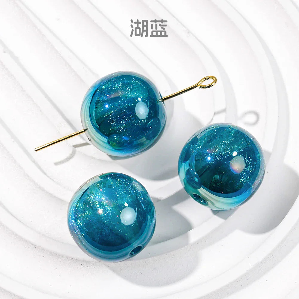 Mermaid 16mm Round Beaded Through-hole Mobile Phone Chain Diy | Acrylic Bead for DIY Bracelet Keychain Jewelry Making