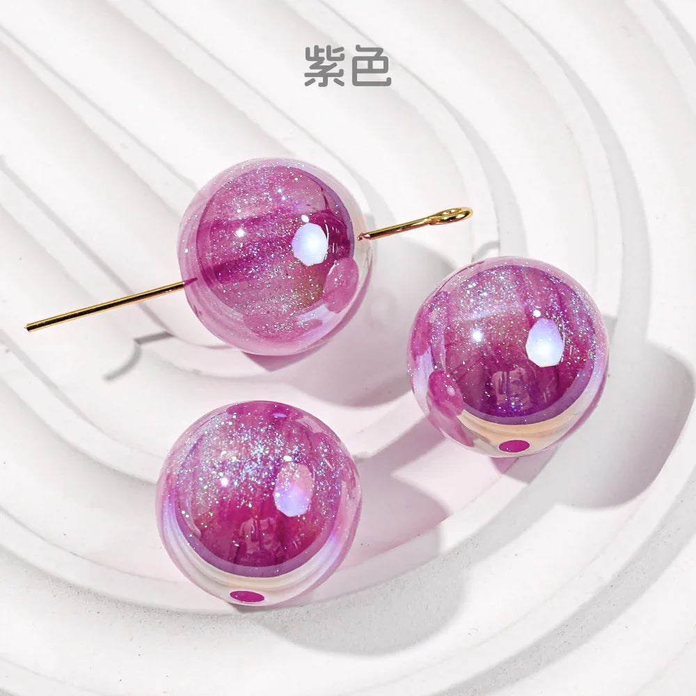 Mermaid 16mm Round Beaded Through-hole Mobile Phone Chain Diy | Acrylic Bead for DIY Bracelet Keychain Jewelry Making