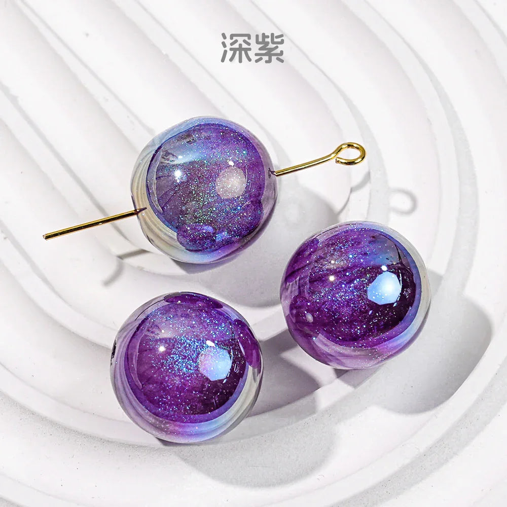Mermaid 16mm Round Beaded Through-hole Mobile Phone Chain Diy | Acrylic Bead for DIY Bracelet Keychain Jewelry Making
