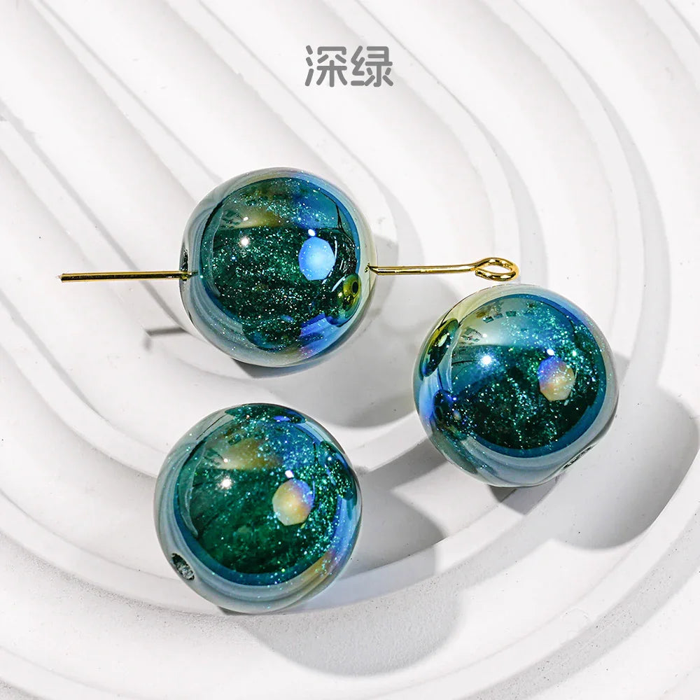Mermaid 16mm Round Beaded Through-hole Mobile Phone Chain Diy | Acrylic Bead for DIY Bracelet Keychain Jewelry Making