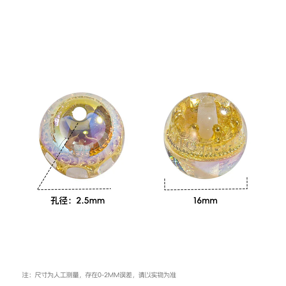 High-end Optical Resin Beaded Crown Loose Beads | Acrylic Bead for DIY Bracelet Keychain Jewelry Making