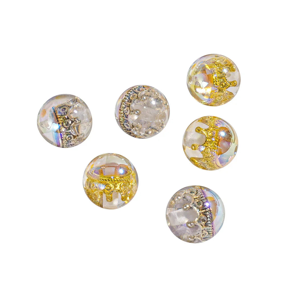 High-end Optical Resin Beaded Crown Loose Beads | Acrylic Bead for DIY Bracelet Keychain Jewelry Making