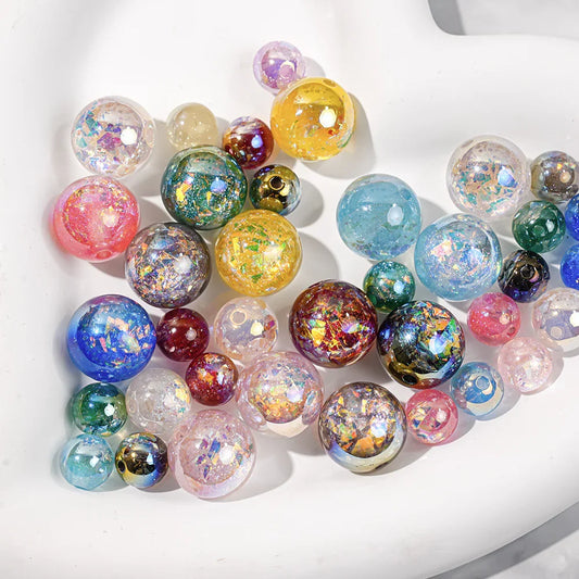 Acrylic-beads Electroplating dry crystal beads round loose beads
